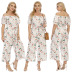 Plus Size Casual One-Piece Butterfly Print One-Way Neck Strap Wide-Leg Jumpsuit NSOY59414
