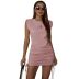 casual sleeveless tie collage pink dress NSDF59426