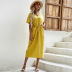 tie-waist cotton yellow dress  NSDF59431