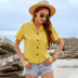 casual shirt collar yellow cotton top NSDF59442