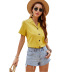 casual shirt collar yellow cotton top NSDF59442