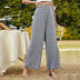 wide-leg flared casual navy blue trousers  NSDF59443