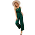 Green Sling Sleeveless Jumpsuit NSDF59445