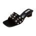 new fashion mid-heel thick heel pearl high-heeled flip flops shoes NSHU59459