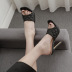 stitching rhombus square toe high-heel sandals NSSO59506