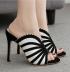 black and white stripes color matching sandals NSSO59524