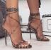 High-Heeled Snake Print Cross Strap Sexy Sandals NSSO59577