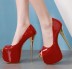 fashion open toe plain color golden heels NSSO59588