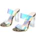 transparent color high thick heel shoes NSSO59605