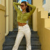 Solid color lapel long-sleeved single-breasted fashion short blouse NSHLJ59621