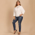 plus size stand-up collar solid color loose shirt lace stitching shirt NSJR59643