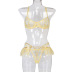 hot new fashion lace flower mesh sexy underwear three-piece set NSWY59671