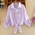 summer fashion loose solid color shawl sunscreen chiffon shirt NSXMI59829