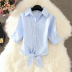 Spring and summer new fashion loose college style striped all-match shirt NSXMI59827