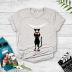 Black Cat Print Casual Short-Sleeved T-Shirt NSYAY59773