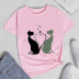Cat Love Print Casual Short Sleeve T-Shirt NSYAY59771