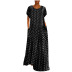 fashion polka dot round neck short sleeve long dress  NSYIS54751
