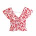 V-neck short-sleeved laminated decorative printed blouse  NSAM54570