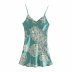Sexy Silk Textured Printed Drawstring Sling Short Dress NSAM54571
