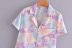 watermark tie-dye lapel short-sleeved pocket single breasted blouse  NSAM54581