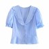 solid color jewelry button laminated decoration short-sleeved blouse  NSAM54587