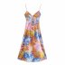 tropical style printed low-cut breasted sling midi dress  NSAM54598