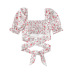 fashion floral square neck lotus leaf sleeve shirt  NSAM54615