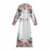lapel long-sleeved single breasted lace-up printed long shirt dress  NSAM54619