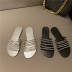 new summer rhinestone one-word thin strap open-toed flat sandals  NSHU54689