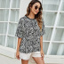 Summer new style printed five-point sleeve loose round neck T-shirt NSLM54695