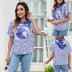 Summer new fashion tie-dye printing stitching color matching t-shirt NSLM54700