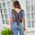 Summer new fashion tie-dye printing color matching V-neck t-shirt NSLM54701