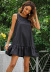 Loose Round Neck Casual Solid Color Ruffle Splicing Dress NSCX54729