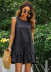 Loose Round Neck Casual Solid Color Ruffle Splicing Dress NSCX54729