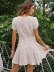 V-neck small floral short-sleeved high waist short dress NSCX54733