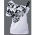 butterfly Print Round Neck Strapless T-Shirt NSYIS54988