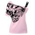 butterfly Print Round Neck Strapless T-Shirt NSYIS54988