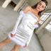 white plush stitching one-word neck wrap breast short dress NSMEI54859