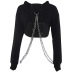 fashion chain decor cropped hooded sweatshirt NSMEI54860