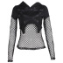 slim fit pentagram broken mesh stitching hooded sweatshirt NSMEI54891