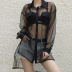 hot sale buttoned mesh mid-length beach blouse NSMEI54899