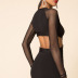 sexy gauze hollow long-sleeved round neck high waist black dress NSMEI55047