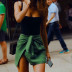 new summer high waist split solid color irregular short skirt  NSMEI55049