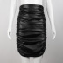hot sale autumn and winter sexy slim solid color pleated irregular short skirt NSMEI55058
