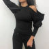autumn and winter new style Slim round neck strapless long-sleeved T-shirt NSMEI55059
