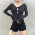 new sexy stitching hollow long-sleeved T-shirt NSMEI55071