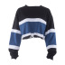 cropped round neck waist drawstring color matching sweatshirt NSMEI55087