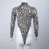 spring slimming high neck waist zebra print bodysuit NSMEI55095