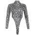 spring slimming high neck waist zebra print bodysuit NSMEI55095