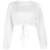short drawstring tie round neck white sweatshirt NSMEI55100